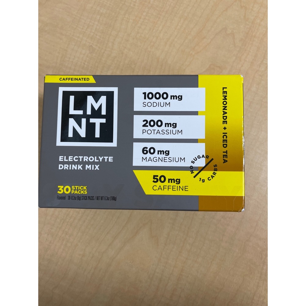 LMNT Electrolyte Drink Mix Lemonade Iced Tea Caffeinated 30 Stick Packs Keto
